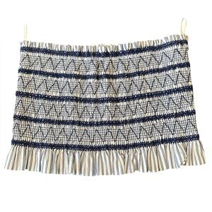 Christian Lacroix Smocked Tube Top Navy Blue White Size Large Designer Strapless